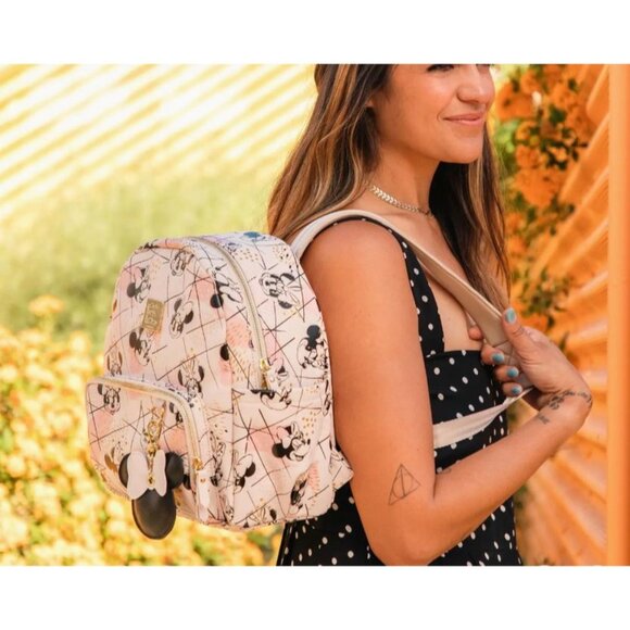 Shimmery Minnie Mouse Mini Backpack By Petunia Pickle Bottom With Keychain - Picture 1 of 8
